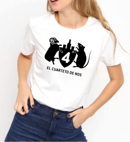 Remera Mujer Blanca Sublimada El Cuarteto De Nos