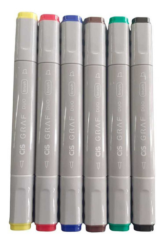 Estojo Marcador Duplo Cis Graf Duo Brush 06 Cores-lettering