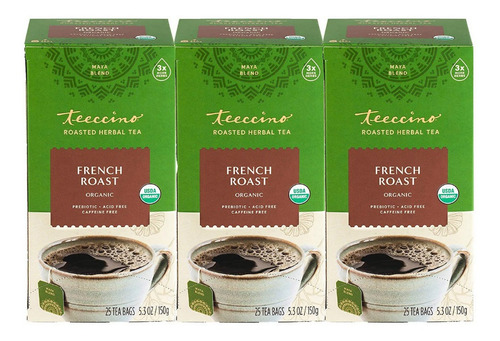 Teeccino French Roast Orgánica Achicoria Tostada Té De Hierb