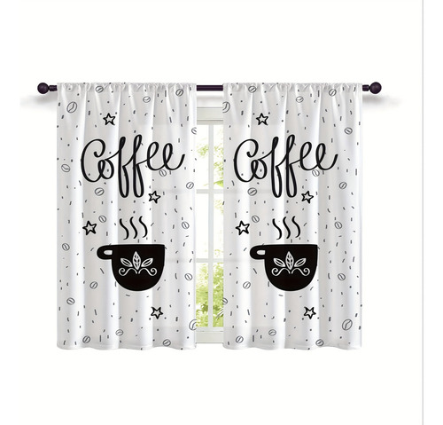 Wa Cortina De Cocina Sencilla Con Estampado De Café Para