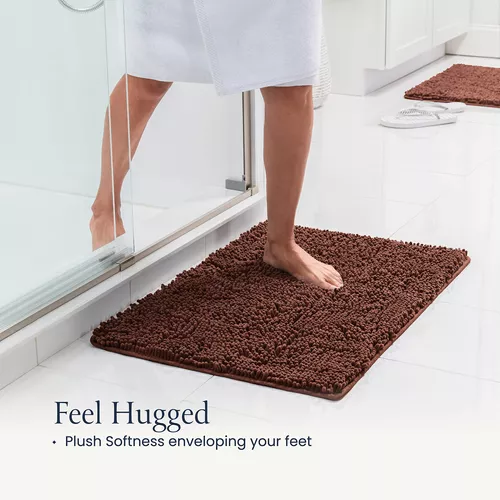 Juego de 2 alfombras de baño – Tapetes de ducha de felpilla de felpa suave  para baño, alfombra de baño antideslizante con respaldo de goma, alfombras