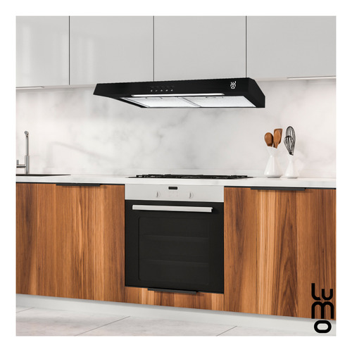 Campana Cocina Extractora De Pared 60 Cm Acero Inox Luz Led Color Negro