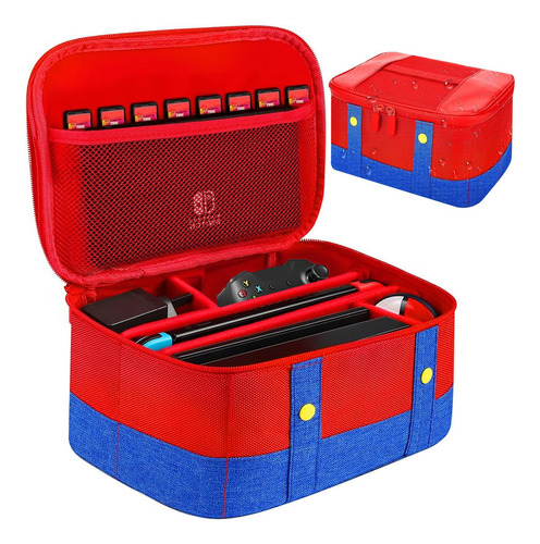 Funda Impermeable Para Nintendo Switch Oled Y Accesorios Roj