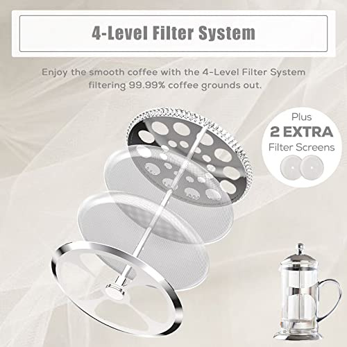 Juego De Prensa Francesa Dujust Silver Con 6 Tazas Y 1 Band