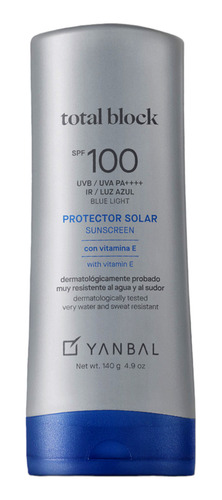 Bloqueador Protector Solar Total Block Spf 100 Yanbal 140g