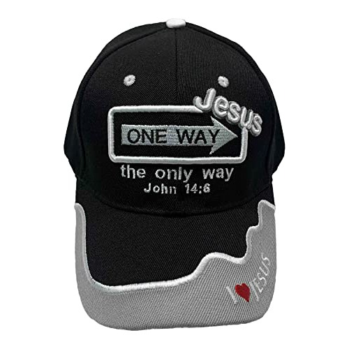 Gorra De Béisbol De Lona Negra One Way Jesus Con Bordado | T