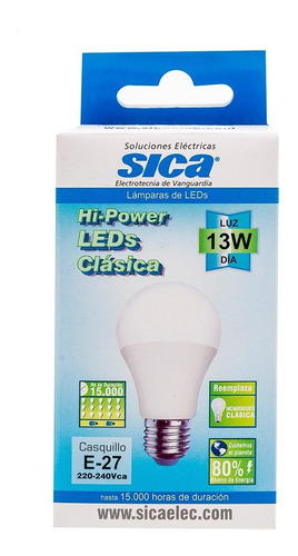 10 Lámparas Led Sica 13w - Clásica - Luz Fría - Bajo Consumo