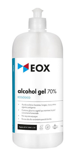 Alcogol Gel 70% Eox Litro C/registro Isp