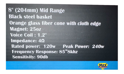Mid Range 8 Black Steel Basket Eleven Audio Emr80 Negro