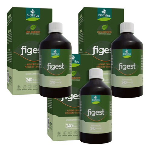 Kit C3 Figest Suplemento Líquido Matinal Biofhitus Menta