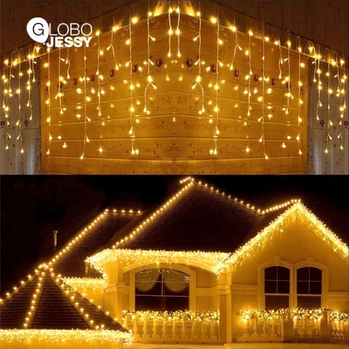 Luces Led Cascada X 5mts / Ambar / Con 200 Luces