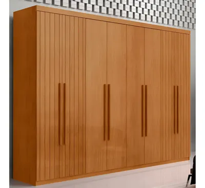 Guarda Roupa Casal Toronto Mdf 8 Portas Moderna Mobília Cor Naturalle