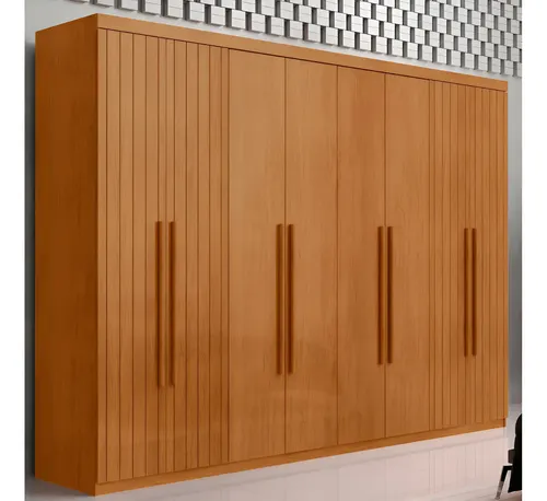 Guarda Roupa Casal Toronto Mdf 8 Portas Moderna Mobília Cor Naturalle