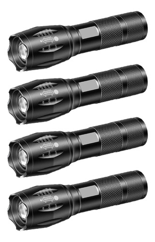 Paquete 4 Linternas Tácticas Led Brillantes, 5 Modos, Imperm