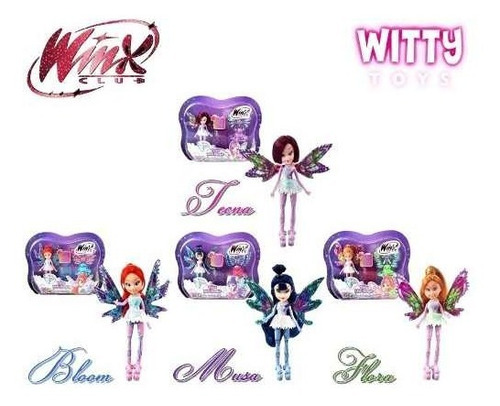Kit 4 Boneca Winx Club Tynix Mini Magic Winx Bloom Winx Fada