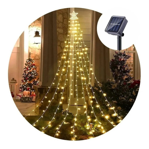 Imagen 1 de 5 de Luce Led Estrella Cortina Solar Exterior Navidad Guirnalda