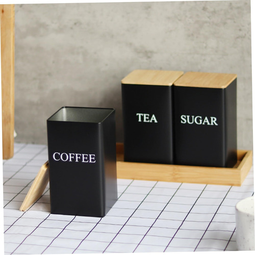 Juego 3 Botes Lata De Té Creativa Y Sencilla Con Tapa Bambú