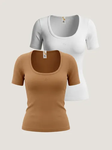 Kit 2 Peças Camiseta Feminina Slim Algodão Canelada Colcci