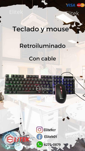 Kit De Teclado Y Mouse Retroiluminado Con Cable