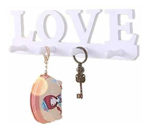 Imagen 2 de 3 de Porta Llaves Para Toallero De Pared 4 Ganchos Love White Hom