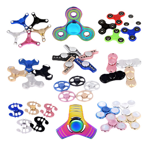 Lote 20 Pzs Tri Fidget Mano Spinner Metal Colores Dedo Jugue