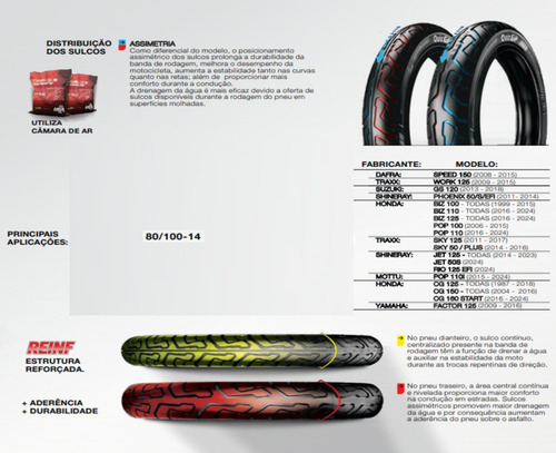 Pneu Tras 80/100-14 Ira Quiz + Camara Honda Biz 110i 2023