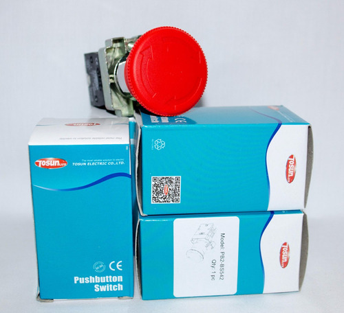 Imagen 3 de 9 de Pulsador Tipo Hongo Sin Retorno De 22mm Marca Tosun