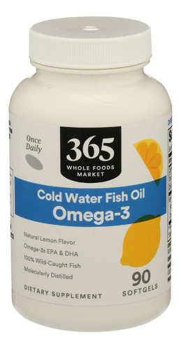365 By Whole Foods Market, Omega 3 Sabor A Limón, 90 Cápsula