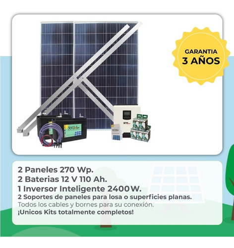 Kit Solar Para Casas Completo Paneles 270w Inversor 3000w 1s