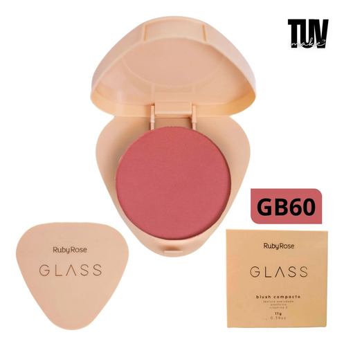 Blush Compacto Ruby Rose Linha Glass Natural Aveludado Gb60 Gb60