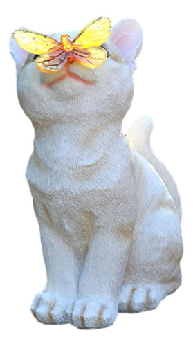Estatua De Gato De Jardín, Estatuilla De Gatito, Blanco