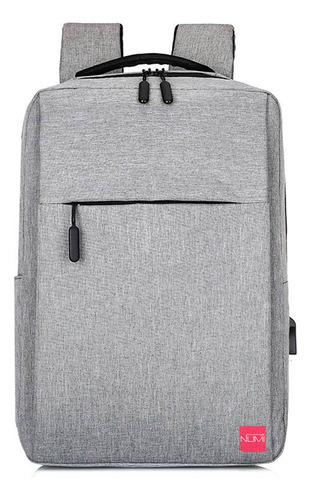 Mochila Para Laptop Portanotebook Bolso Computadora Color Gris Diseño De La Tela Lisa