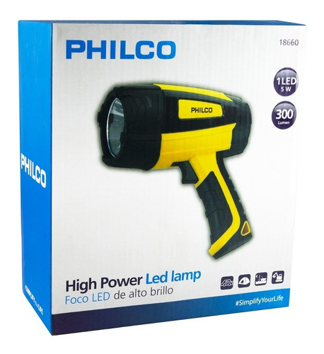 Foco Linterna 1 Led Hig Power Philco Recargable