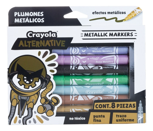 Crayola Plumones Metálicos Alternative Efecto Metálico 8 Pza