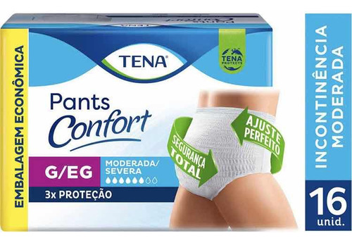Fralda Calça Geriátrica Unissex Tena Pants Confort G/eg 16 U