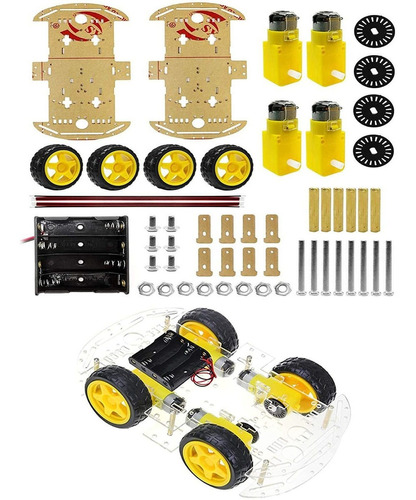 Kit De Chasis De Coche Robot Inteligente 4wd De 2 Capas...