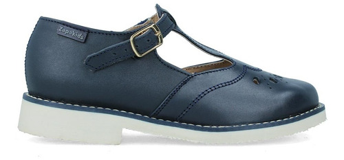 Zapato Escolar Flats Zapakids De Piel Niña Azul Talla. (17.5