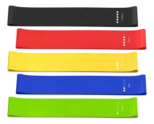 Kit 5 Mini Band Faixas Elásticas Thera Band para Exercícios e Pilates