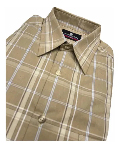 Camisa Manchester Manga Corta Beige Cuadros Camisa Manchester Manga Corta Beige Cuadros