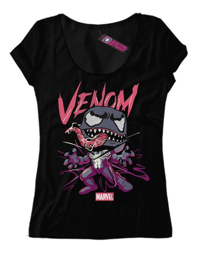 Remera Mujer Venom Marvel Efecto Bordado T782 Dtg Premium