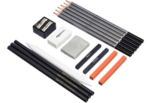 Amazonbasics Dibujo Y Esbozos Arte Lápiz Kit - Set De 17 Pie
