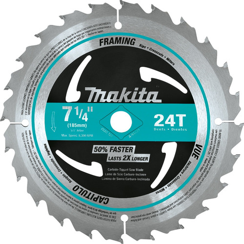 Lâmina De Serra Circular Makita 7-1/4 24 Dentes Furo 5/8 Cor Azul