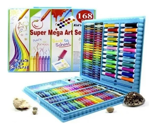 Set De Arte Incluye 168 Lapices Y Maleta Color Celeste