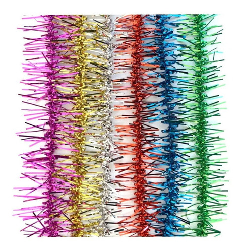 Imagen 3 de 9 de Lameta Colores 10 Cm Pack X 5 - Boa Guirnalda Deco Navidad