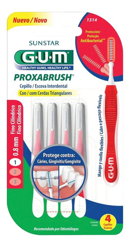 Cepillo Interdental Gum Proxabrush Fino Cilíndrico 0.8 Mm 