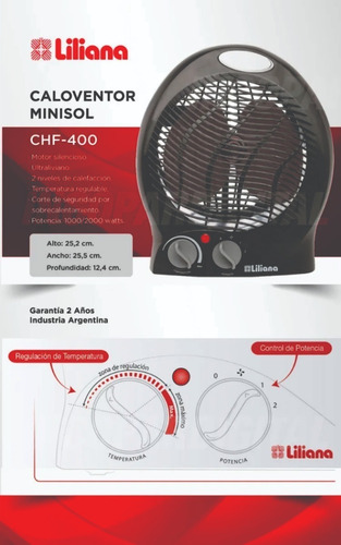 Caloventor Liliana Cfh400 2000 W 2 Niveles Ultraliviano