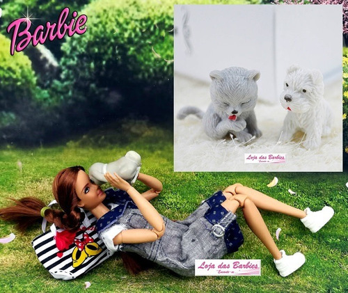 Gatinho Ou Cachorro Para Boneca Barbie Pets Cão + Acessório