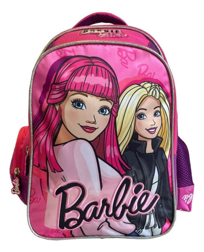 Mochila Escolar Barbie Satinada Color Rosa Chicle