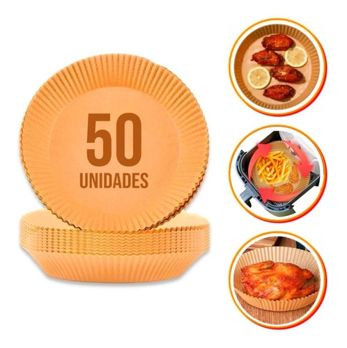 Kit 50 Assadeiras De Papel Para Air Fryer Filtro Não Suja