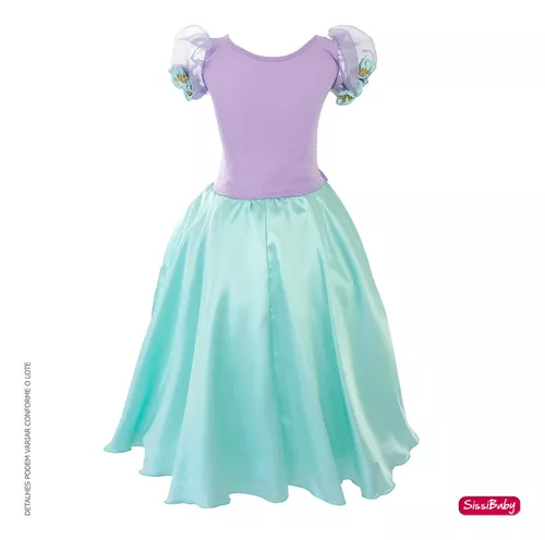 Pequena sereia princesa vestido para meninas, fantasia para o